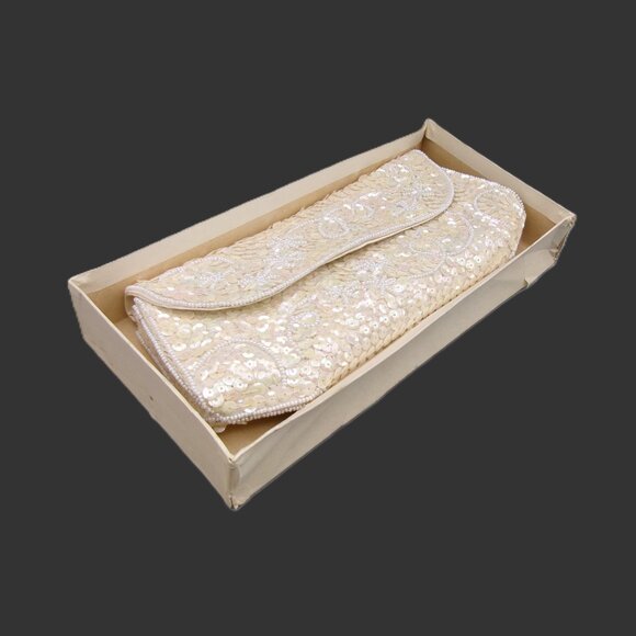 Vintage La Regale Sequin Beaded Evening Bag Clutch in Original Box, Japan - Picture 3 of 11